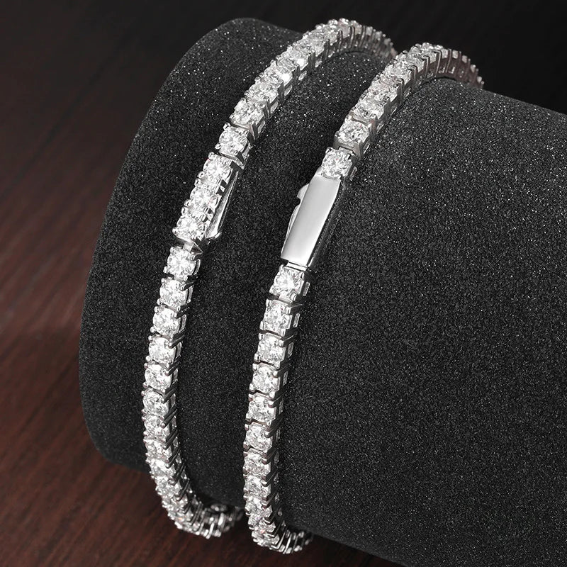 Moissanite Tennis Bracelet, 3mm GRA Certified 925 Silver