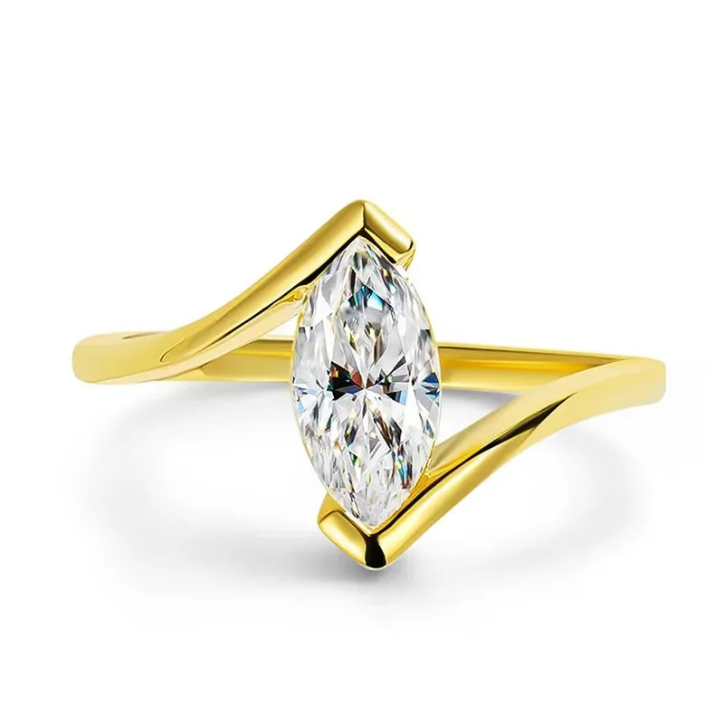 Marquise Moissanite Solitaire Ring, 1ct in 925 Silver
