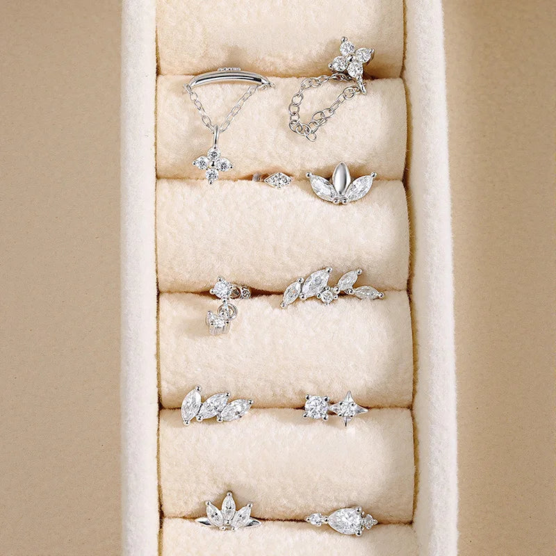 Flat Back Moissanite Piercing Studs in S925 Silver
