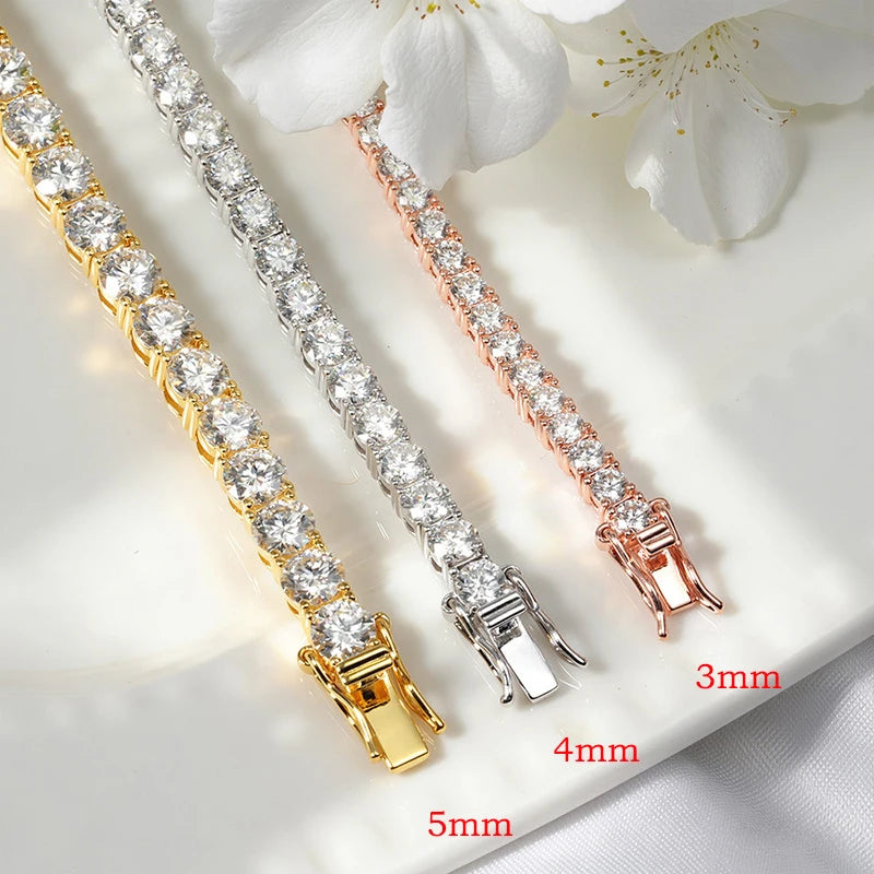 Tennis Bracelet, 3mm to 5mm in 18k Plated 925 Silver