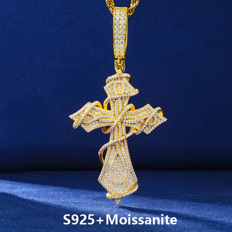 Thorn Cross Pendant Necklace in 925 Sterling Silver