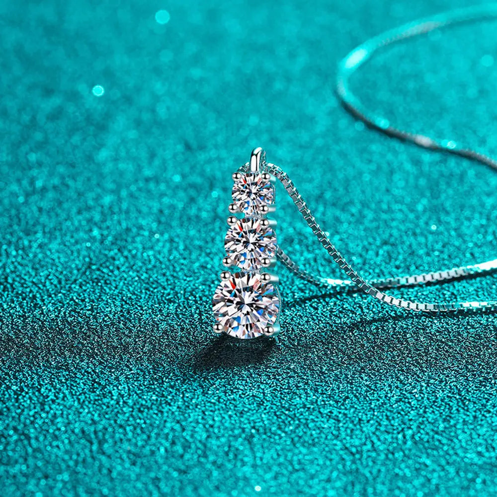 Solitaire Moissanite Necklace on Box or O Chain