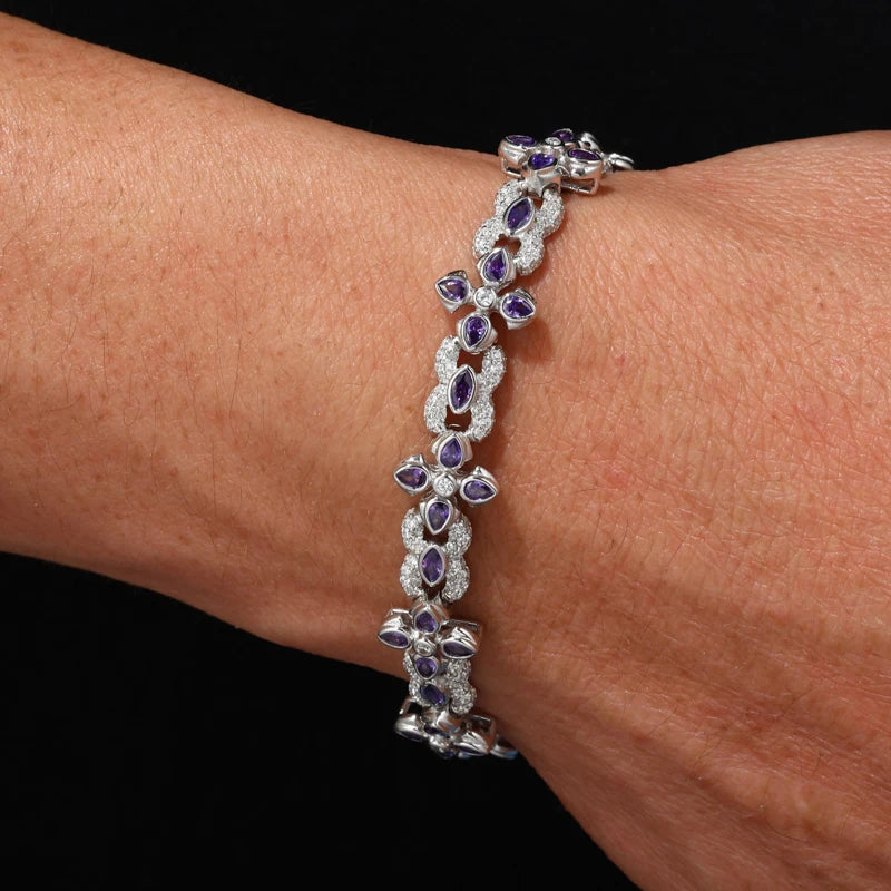 Infinity Cross Bracelet, Moissanite or CZ in 925 Silver