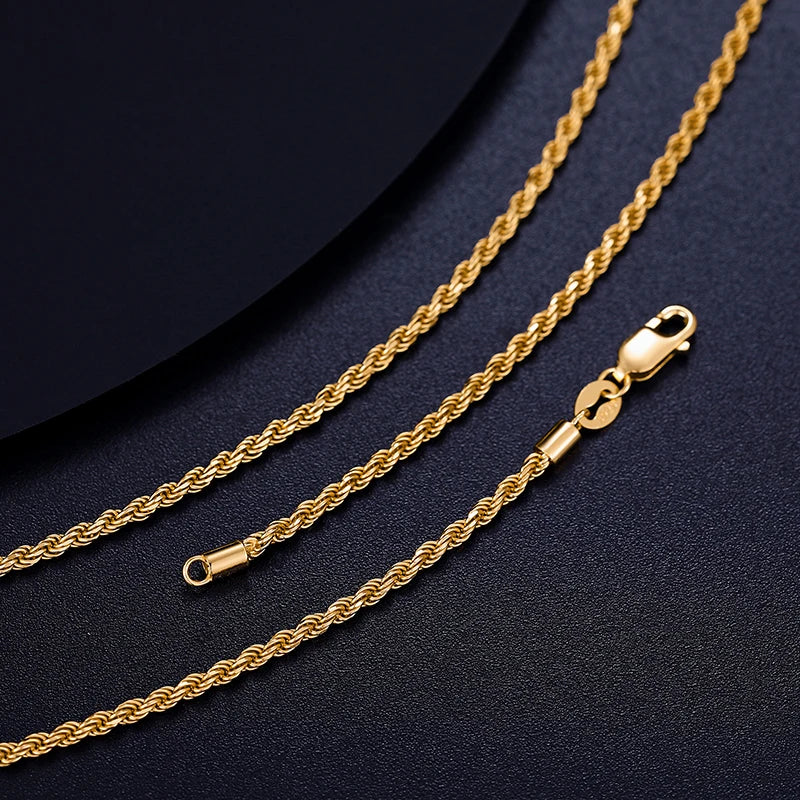2.5mm Rope Chain Necklace in S925 Sterling Silver