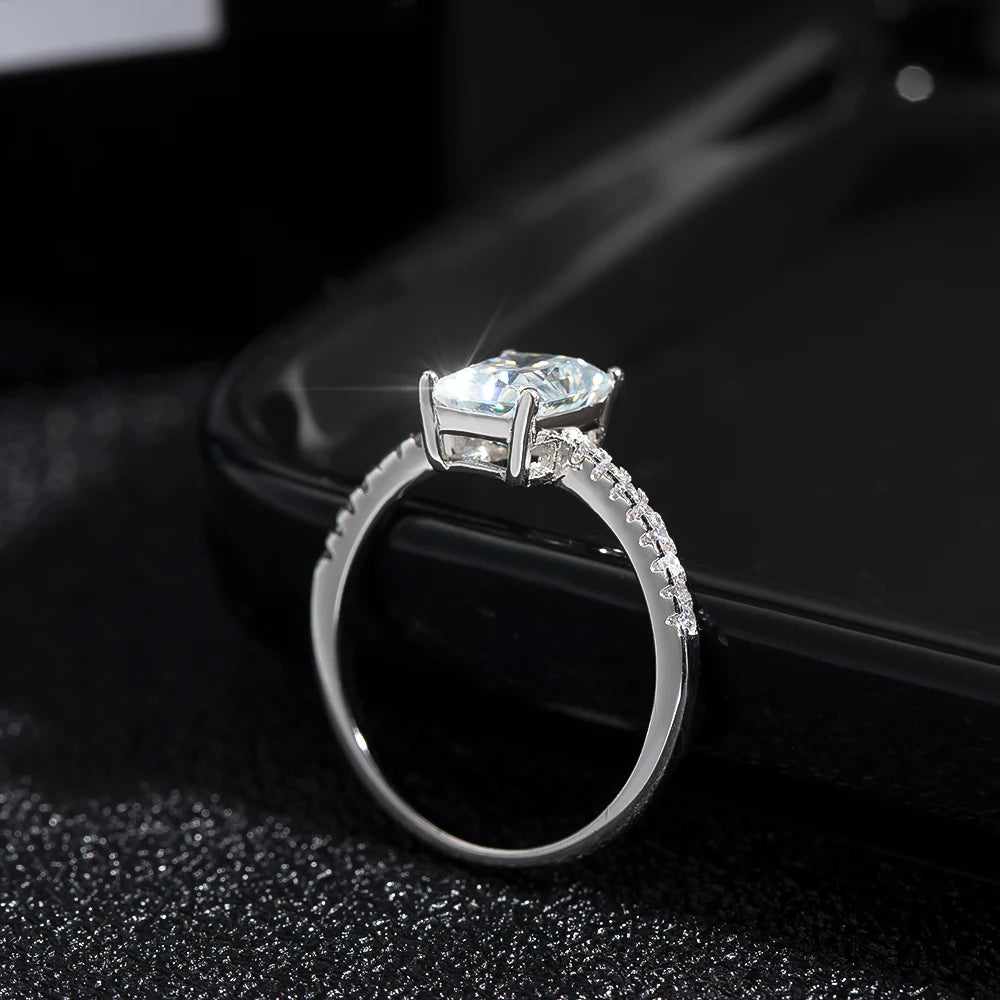 Radiant Cut Moissanite Ring, 1ct to 4ct in 925 Silver