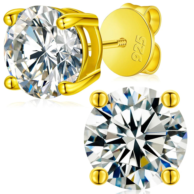 Moissanite Stud Earrings, 3mm to 10mm Screw Back