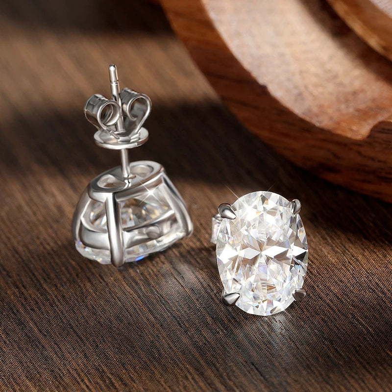 Oval Moissanite Stud Earrings, 0.5ct to 4ct GRA