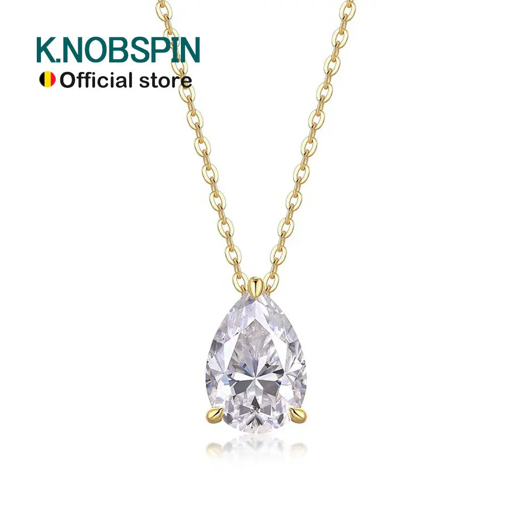 Pear Moissanite Pendant Necklace, 1ct to 4ct