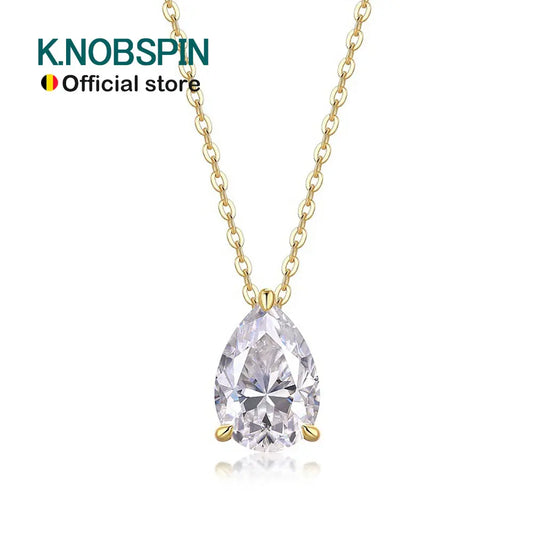 Pear Moissanite Pendant Necklace, 1ct to 4ct