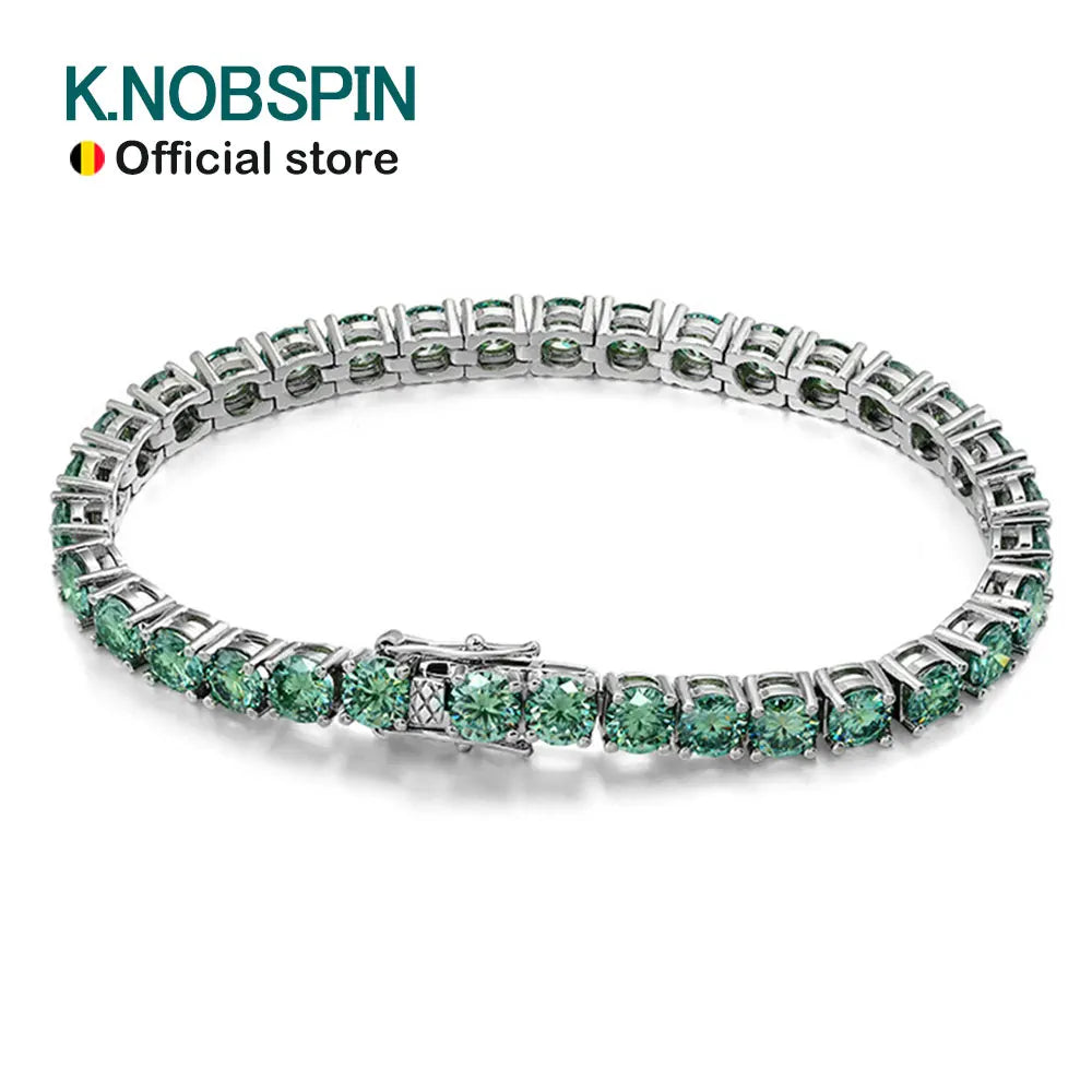 Green Moissanite Tennis Bracelet, 3mm to 6.5mm GRA