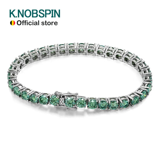 Green Moissanite Tennis Bracelet, 3mm to 6.5mm GRA