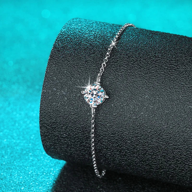 1ct 6.5mm Adjustable Chain Bracelet in 925 Silver