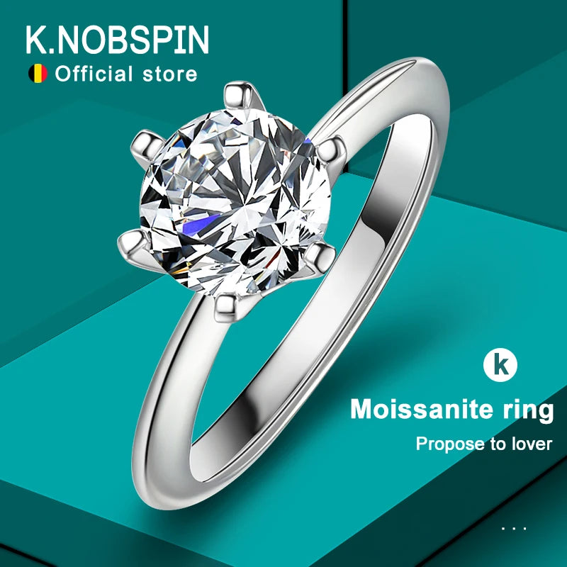 Round Moissanite Ring, 0.5ct to 10ct with Certificate