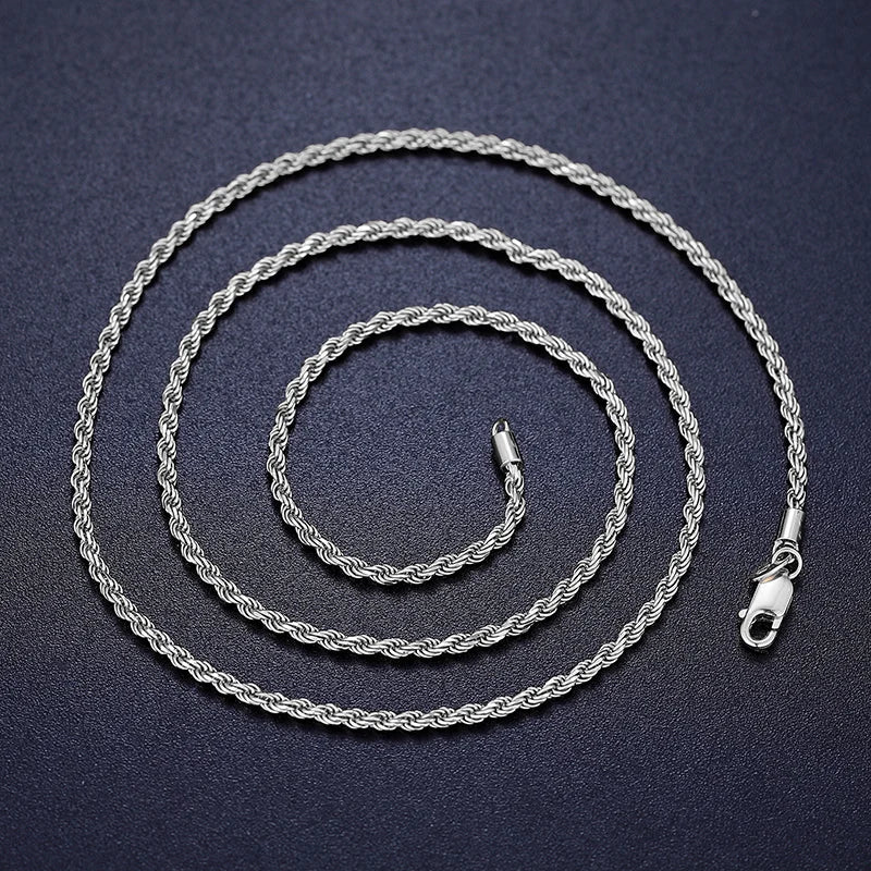 2.5mm Rope Chain Necklace in S925 Sterling Silver