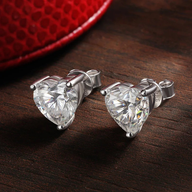 Heart Cut Stud Earrings, 0.5ct to 4ct