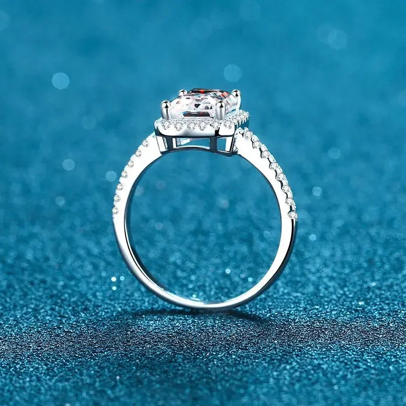 Radiant or Emerald Cut Moissanite Ring, 1ct or 2ct