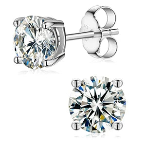 D Colour Moissanite Studs, 0.1ct to 1.5ct in 925 Silver