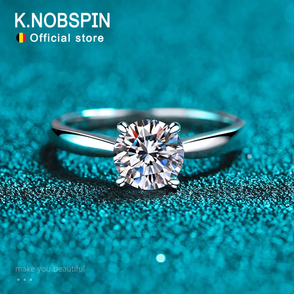 4 Prong Solitaire Moissanite Ring, 0.5ct to 2ct s925