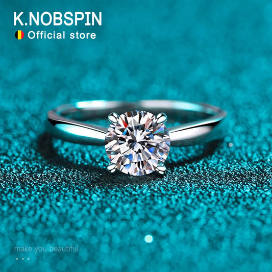4 Prong Solitaire Moissanite Ring, 0.5ct to 2ct s925