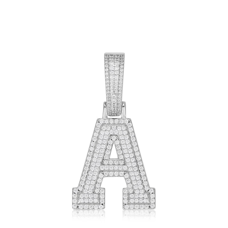 A to Z Letter Moissanite Pendant, Iced Out S925