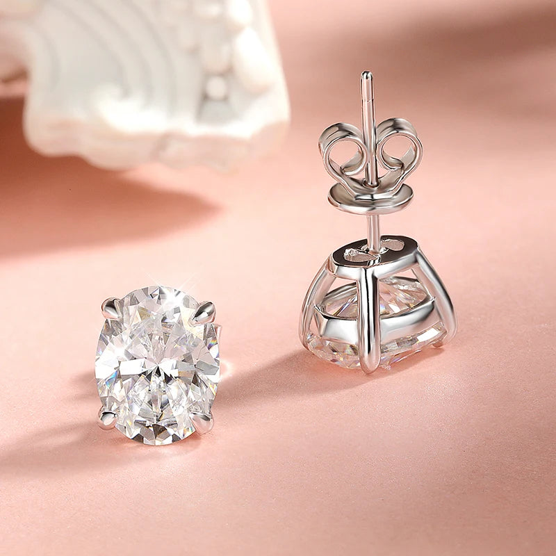Oval Moissanite Studs, 1ct to 4ct GRA Certified