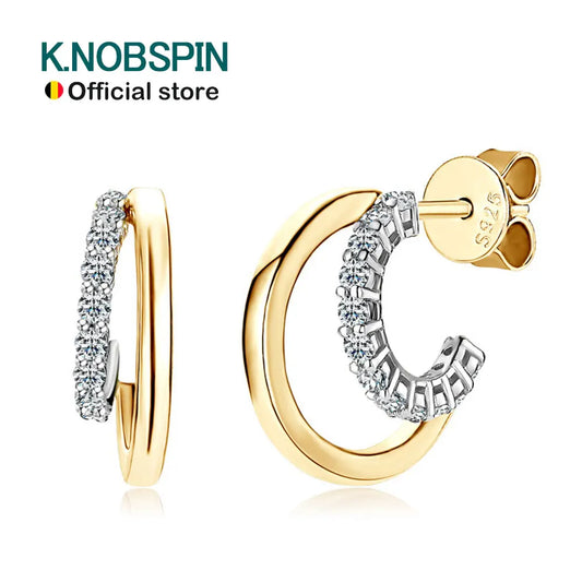 Moissanite Huggie Earrings, 1.5mm in 925 Silver