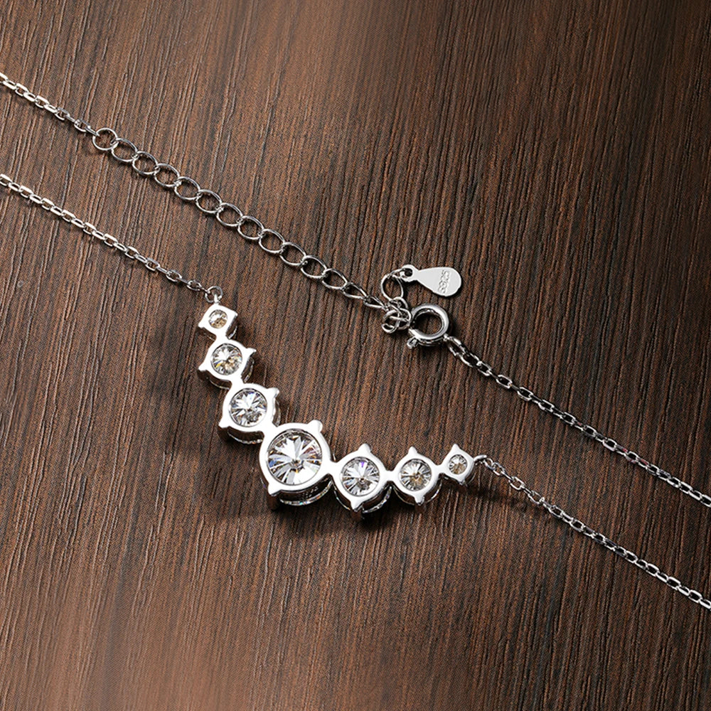 Moissanite or Zircon Necklace, 1.7ct to 5ct, 925 Silver