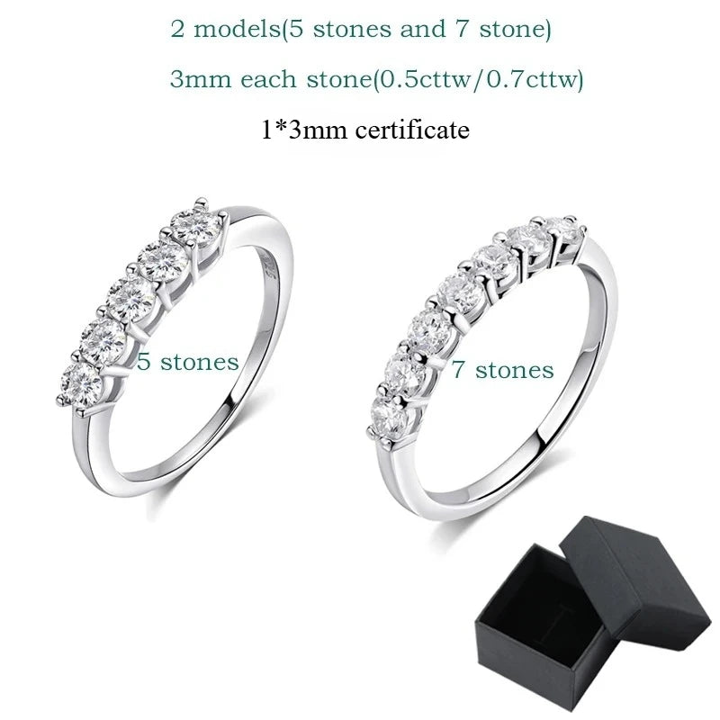 Moissanite Stacking Ring, 0.5cttw or 0.7cttw in S925
