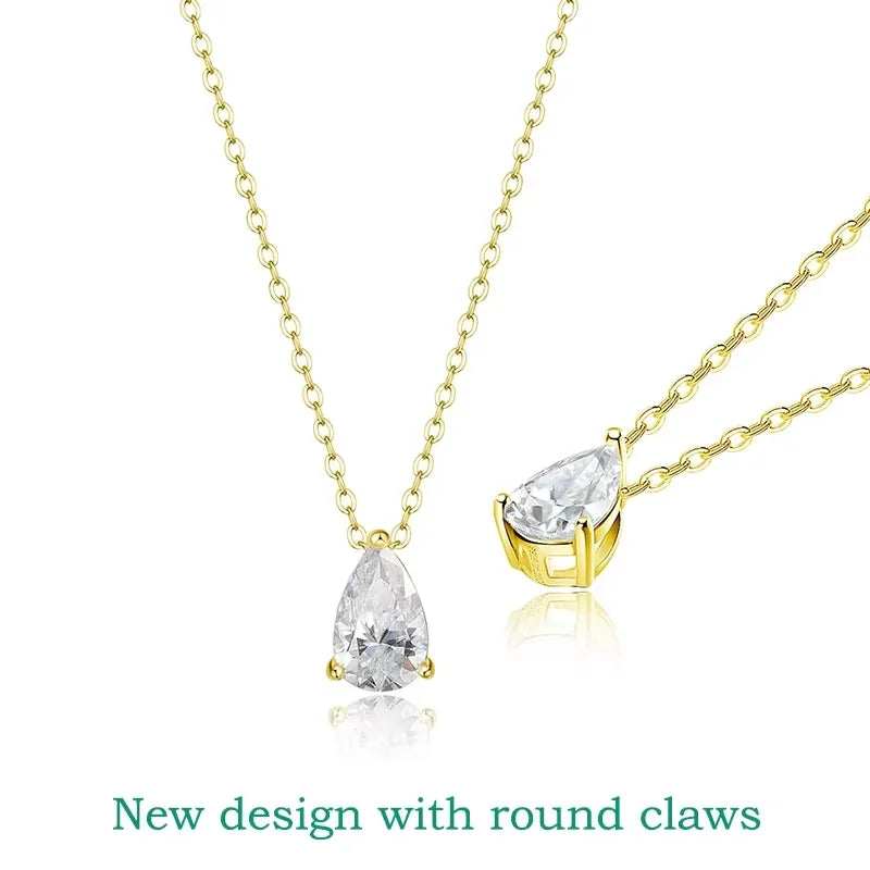 Pear Moissanite Pendant Necklace, 1ct to 4ct, 3 Styles