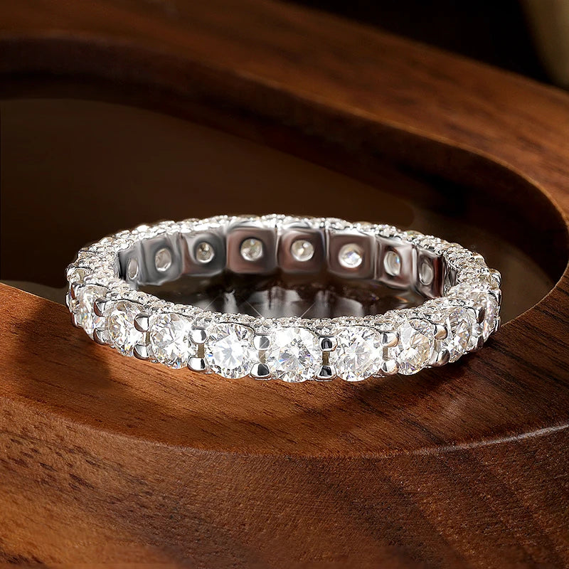 2.5ct Moissanite Wedding Band in 925 Silver, GRA