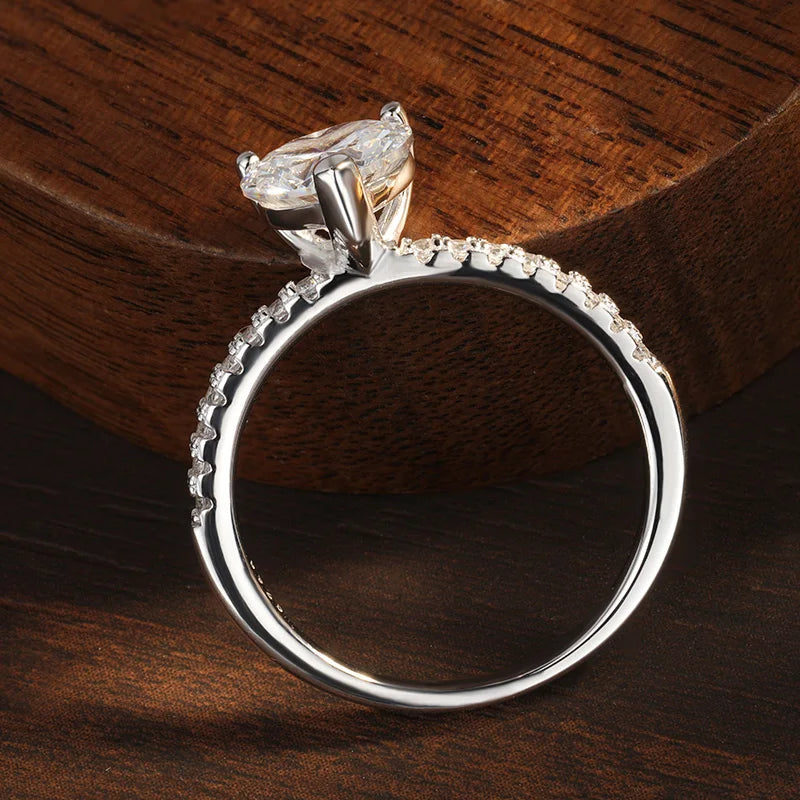 Heart Cut Moissanite Ring, 1ct or 2ct in 925 Silver