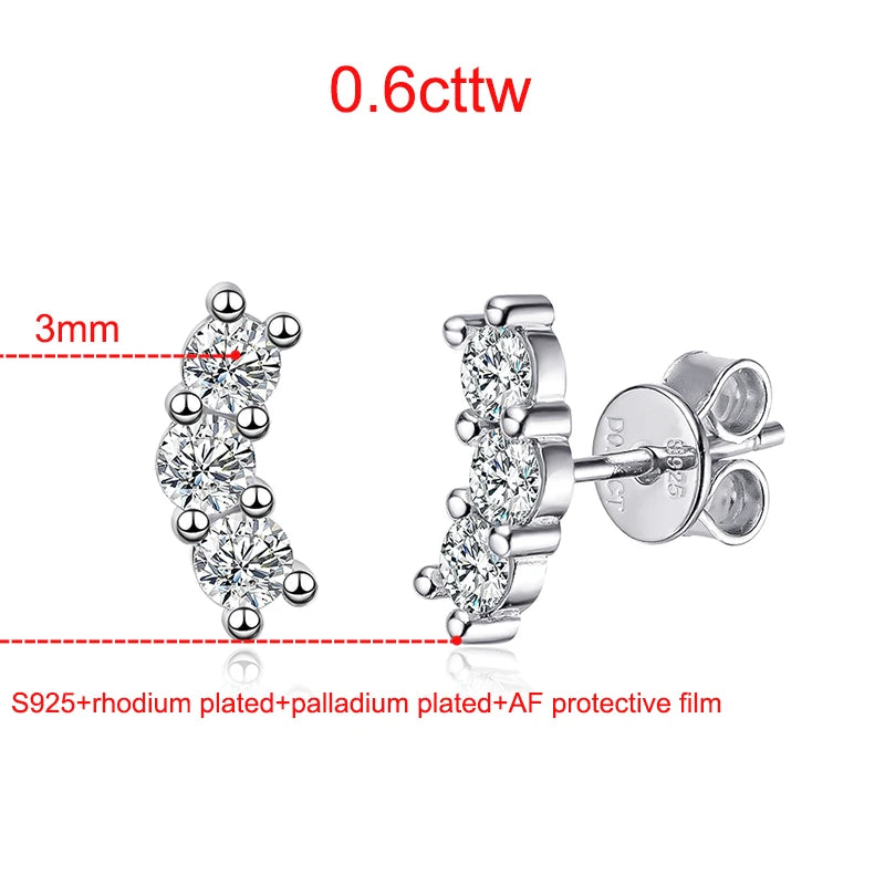 0.6cttw Moissanite Stud Earrings, Rhodium Plated