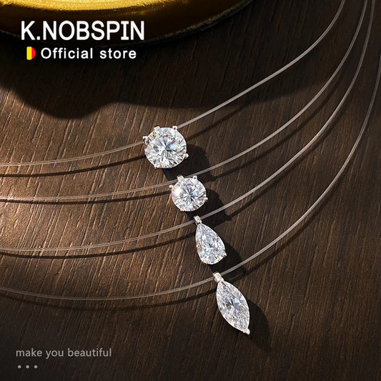 Moissanite Pendant Necklace, 1ct or 2ct in 925 Silver