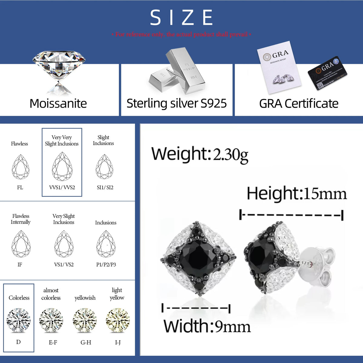 Iced Star Stud Earrings, Moissanite or CZ, 925 Silver