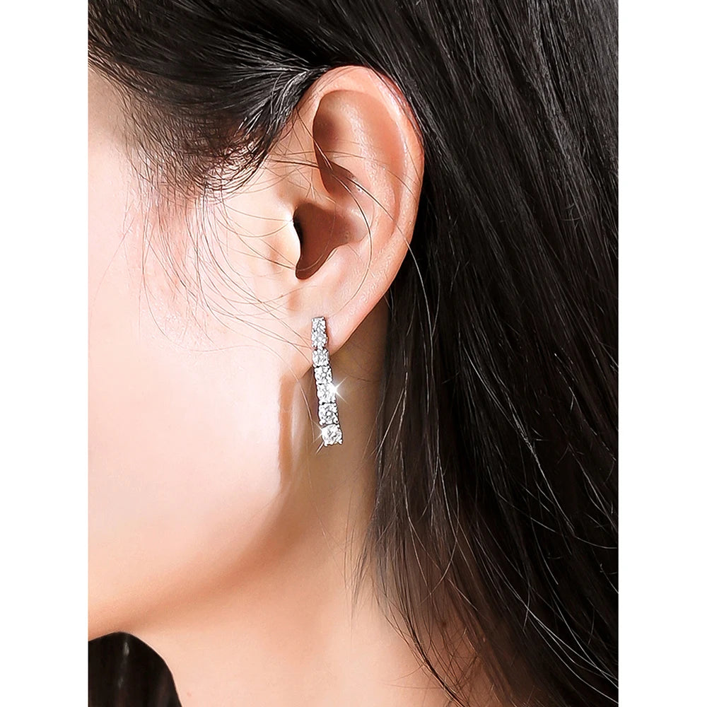 Moissanite or Zircon Drop Earrings in 925 Silver