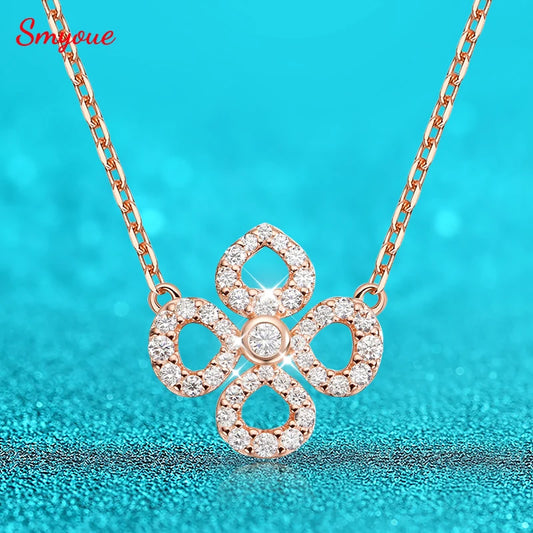 Flower Moissanite Pendant Necklace in 925 Silver