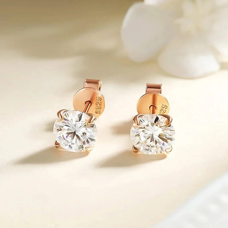 Moissanite Stud Earrings, 0.1ct to 3ct, 925 Silver 18k