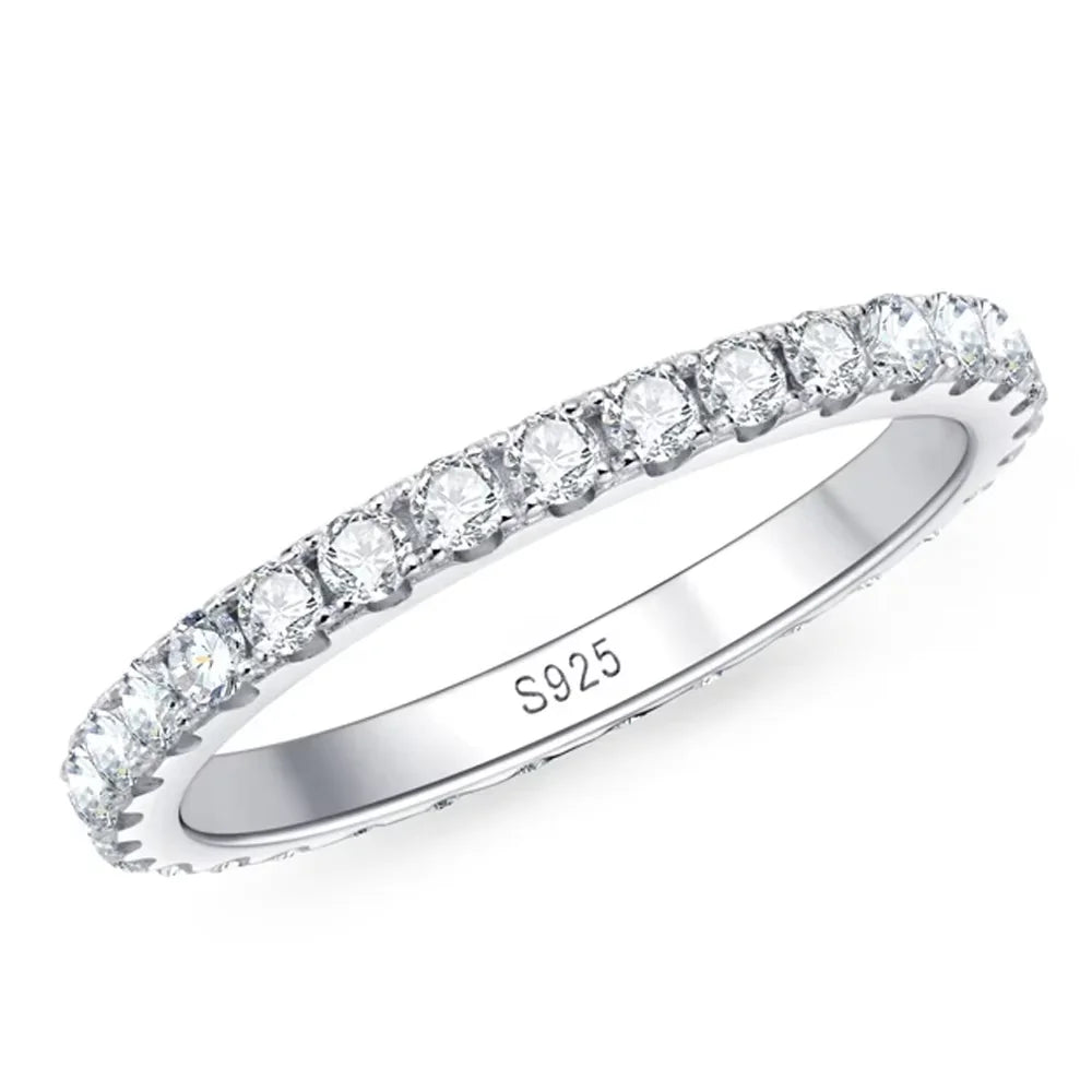 2mm or 3mm Moissanite Eternity Band in 925 Silver