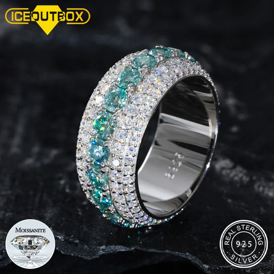 Pave Moissanite Ring, D VVS in 925 Silver, Sizes 7 to 12