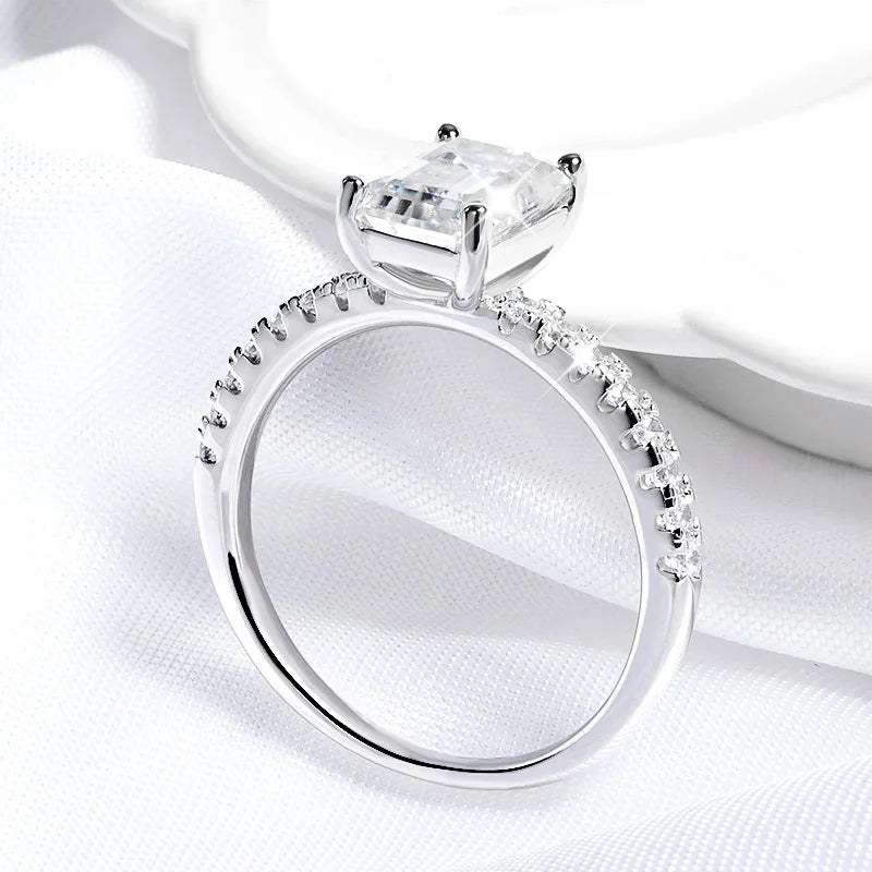 Emerald or Radiant Cut Ring, 1ct to 4ct in 925 Silver