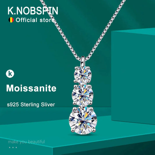 Solitaire Moissanite Necklace on Box or O Chain
