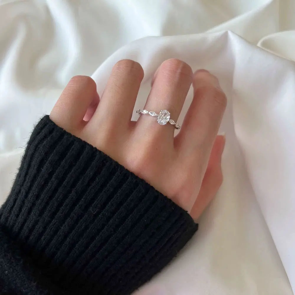 Oval Moissanite Engagement Ring, 1ct or 2ct in 925
