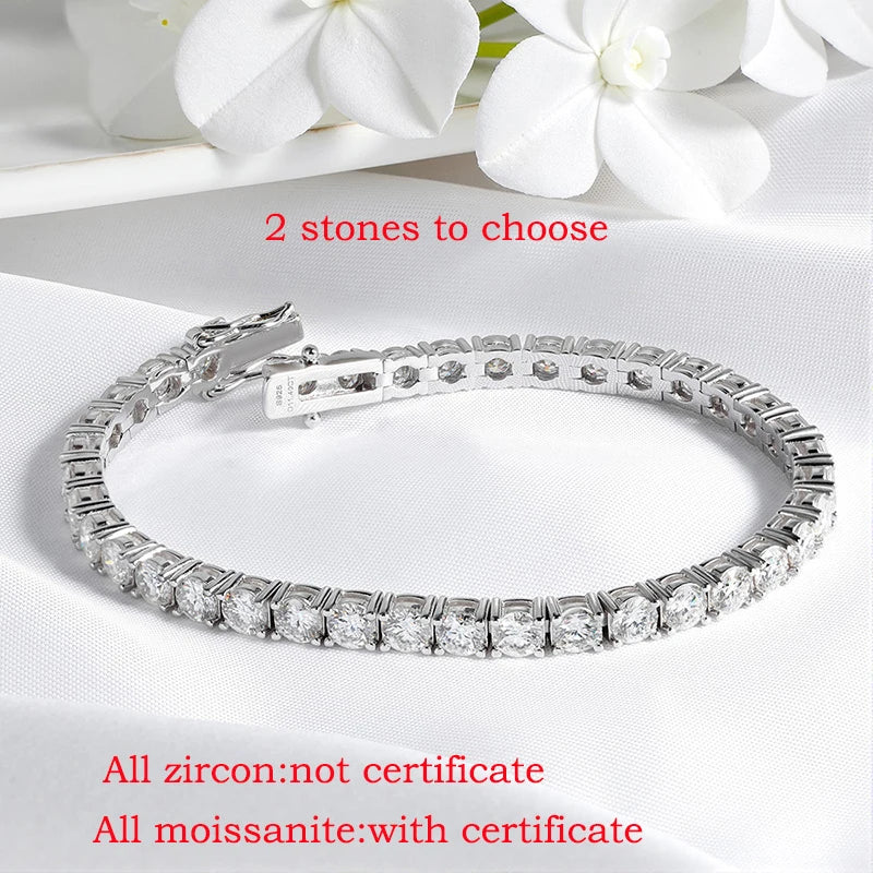 Tennis Bracelet, 3mm to 5mm in 18k Plated 925 Silver