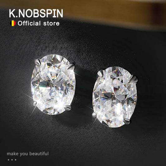 Oval Moissanite Stud Earrings, 0.5ct to 4ct GRA