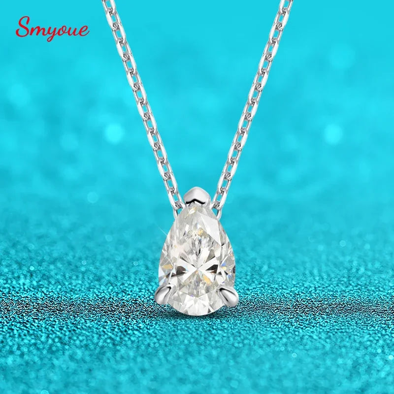 Pear Cut Moissanite Pendant Necklace, 1ct to 5ct, 925