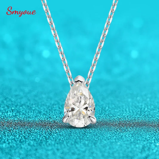 Pear Cut Moissanite Pendant Necklace, 1ct to 5ct, 925