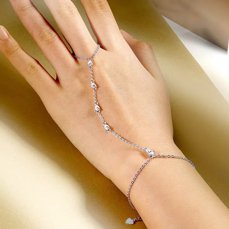 Pear Moissanite Bracelet in S925 Silver, 18k Plated