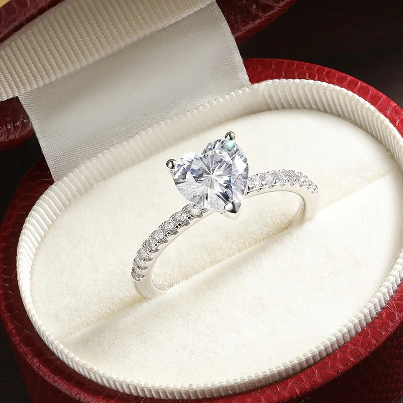 Heart Cut Moissanite Ring, 1ct or 2ct in 925 Silver