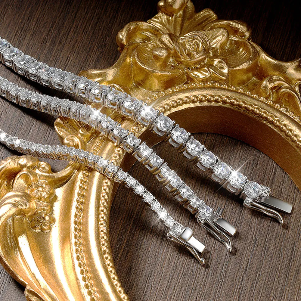 Moissanite Tennis Necklace, 2mm to 6.5mm in 925 Silver
