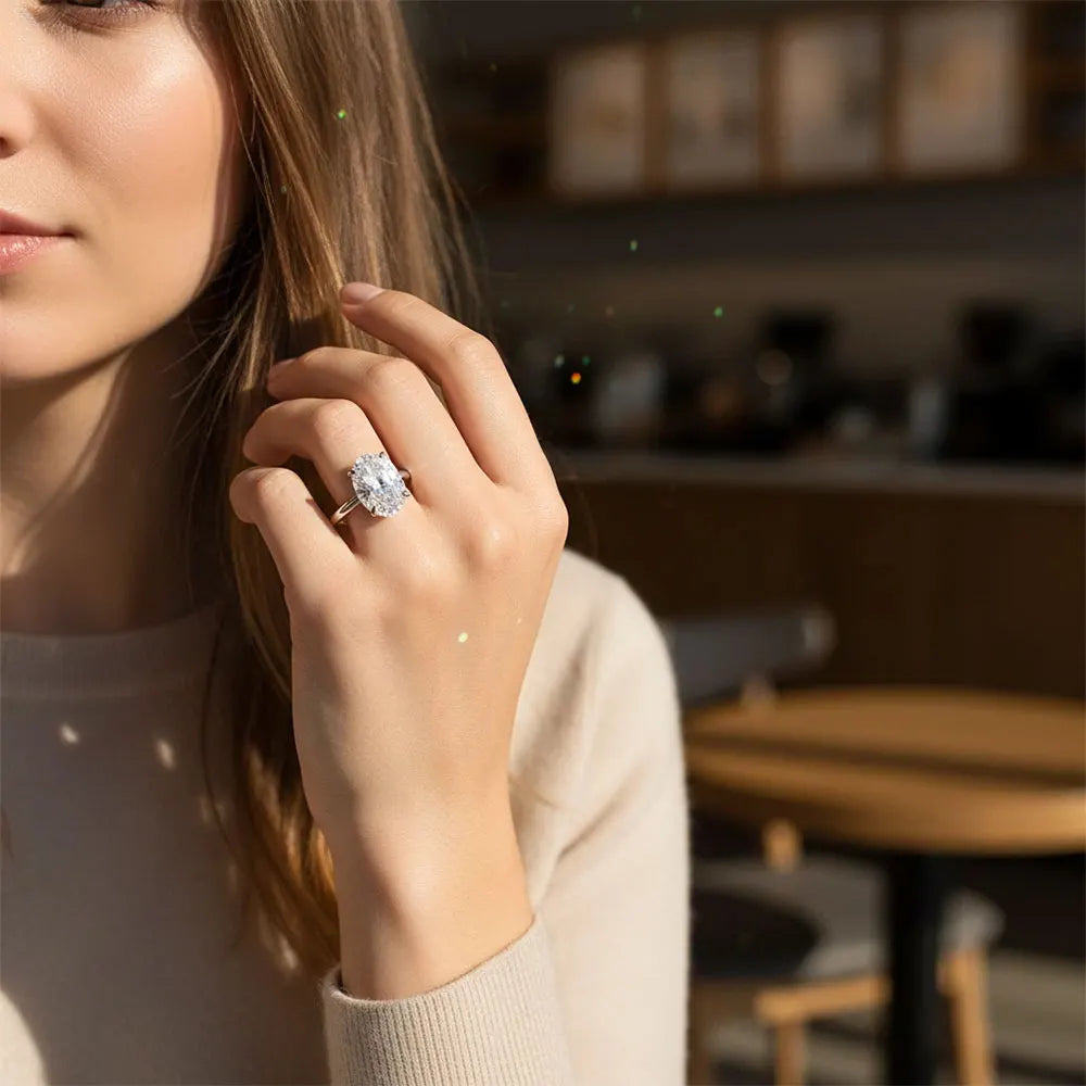 Oval Moissanite Ring, 1ct to 4ct GRA Certified